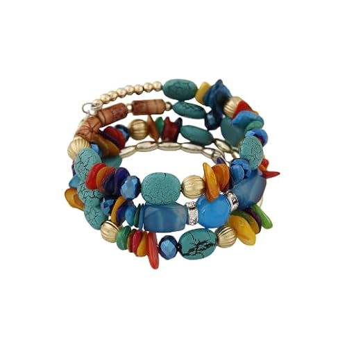 Namzi Sommer-Boho-Retro-Stil, mehrschichtig, unregelmäßige Perlen mit Blumen-Charm-Armbändern, ethnischer Schmuck für Damen, mehrfarbig von Namzi