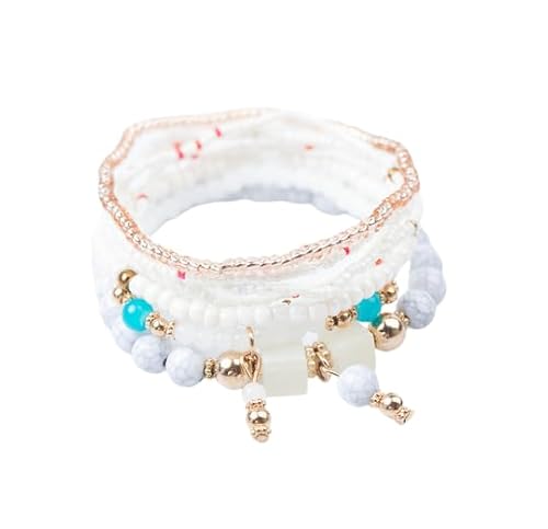 Namzi Stapelbare Perlenarmbänder für Damen und Herren, mehrlagiges Armband-Set, Anhänger, Charm, Stretch-Armreifen, Weiß Namzi Stapelbare Perlenarmbänder für Damen und Herren, mehrlagiges Armband-Set, Anhänger, Charm, Stretch-Armreifen, Weiß von Namzi