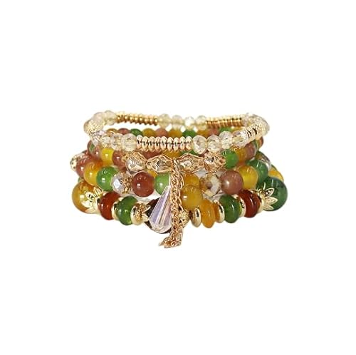 Namzi Stapelbare Perlenarmbänder im Bohemian-Stil für Damen und Herren, Boho-Stretch, mehrschichtig, Perlenarmreif-Set mit Charm, mehrfarbiger Schmuck, Stil C von Namzi