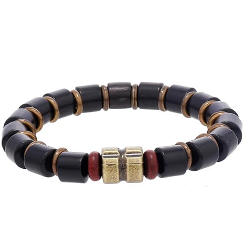 Namzi Stretch-Armband für Herren und Damen, Holzperlen, Schwarz von Namzi