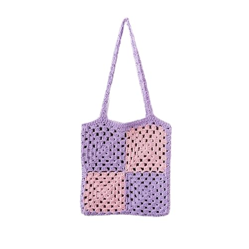Namzi Violette Tragetasche, 1 Stück, niedliche Farbblock-Tragetasche, stilvolles Patchwork-Design, perfekt für den täglichen Einkauf Namzi Violette Tragetasche, 1 Stück, niedliche Farbblock-Tragetasche, stilvolles Patchwork-Design, perfekt für den täglichen Einkauf von Namzi