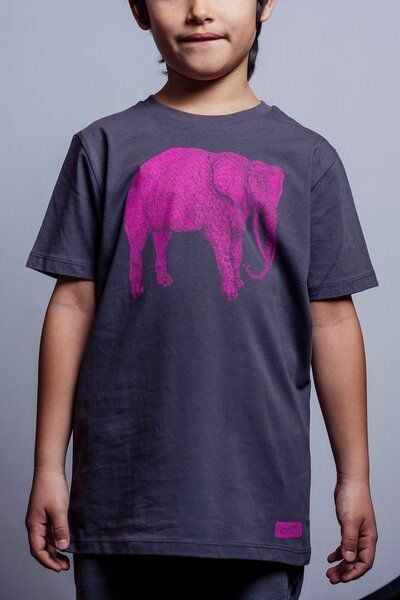 NanMa Bio-Baumwoll-Shirt Elefant | handbedruckt in Österreich | Kinder l regular Fit | grau | lokal & fair & vegan von NanMa