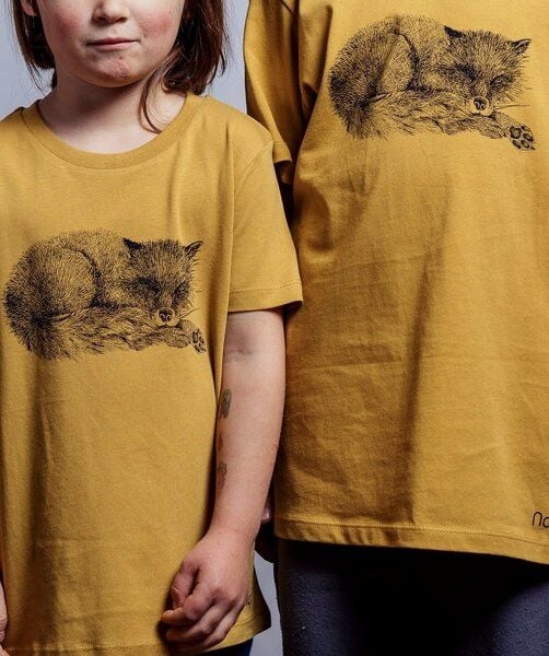 NanMa Bio-Baumwoll-Shirt Fuchs | handbedruckt in Österreich | Kinder l regular Fit | gelb| lokal & fair & vegan von NanMa