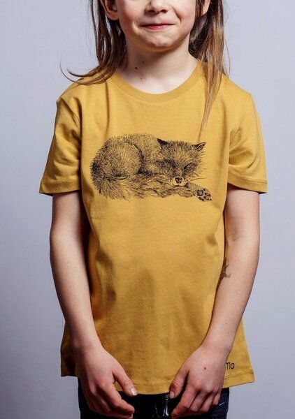NanMa Bio-Baumwoll-Shirt Fuchs | handbedruckt in Österreich | Kinder l regular Fit | gelb| lokal & fair & vegan von NanMa
