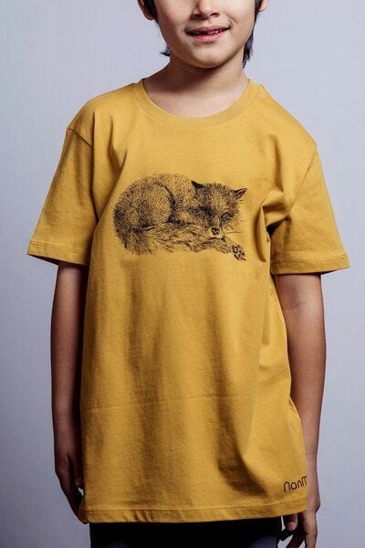 NanMa Bio-Baumwoll-Shirt Fuchs | handbedruckt in Österreich | Kinder l regular Fit | gelb| lokal & fair & vegan von NanMa