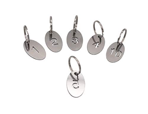 NanTun 304 Stainless Steel Oval Key Tags with Ring 50 pcs, Hollowed Number ID Tags Key Chain, Numbered Key Rings - 1 to 50 von NanTun