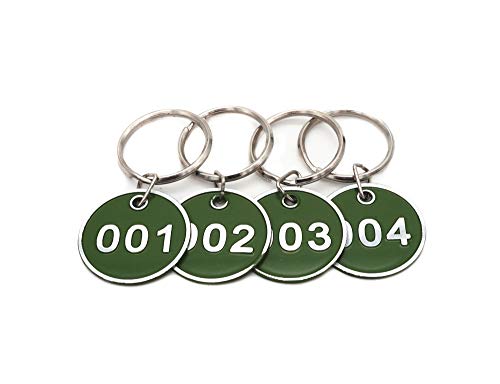 NanTun Aluminum Alloy Metal Key Tag Set, Number ID Tags Key Chain, Numbered Key Rings, 100 Pieces - Green -1 to 100 von NanTun