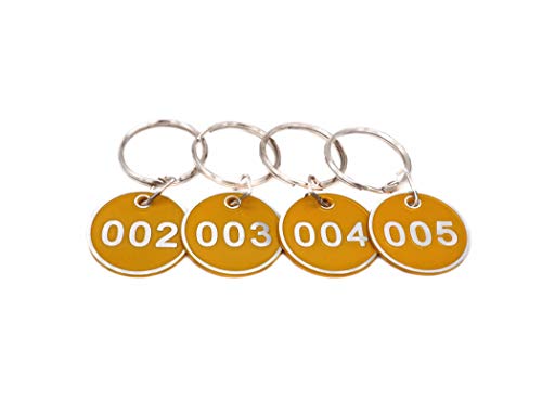 Aluminum Alloy Metal Key Tag Set, Number ID Tags Key Chain, Numbered Key Rings, 100 Pieces - Yellow -1 to 100 von NanTun