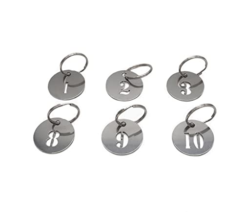 NanTun 2,5 cm große nummerierte Schlüsselanhänger – Schlüsselanhänger aus Edelstahl 304 mit Ringen – langlebig und wasserdicht für einfache Organisation, nummeriert von 1 bis 80 von NanTun