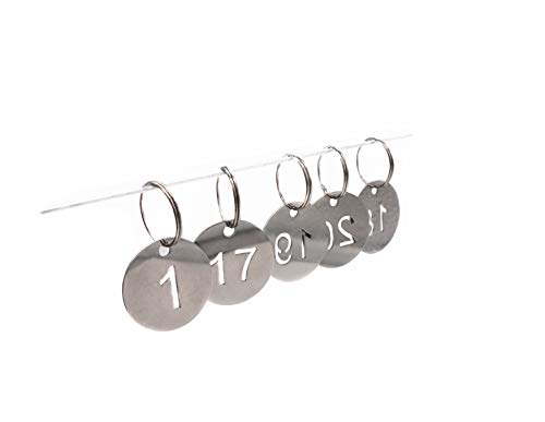 NanTun 304 Stainless Steel Key Tags with Ring 20 pcs, 30mm Hollowed Number ID Tags Key Chain, Numbered Key Rings - 1 to 20 von NanTun