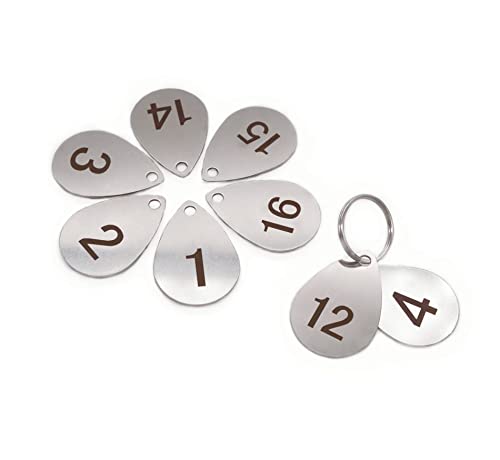 NanTun Schlüsselanhänger Mit Ring - 304 Edelstahl, Tropfenförmig, 60 Stück, Laser-Zahlen-ID-Tags, Nummerierte Anhänger 1 Bis 60 von NanTun