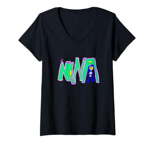 Damen Nana Love Club Design mit handgezeichneten Illustrationen T-Shirt mit V-Ausschnitt Damen Nana Love Club Design mit handgezeichneten Illustrationen T-Shirt mit V-Ausschnitt von Nana - Art and Design