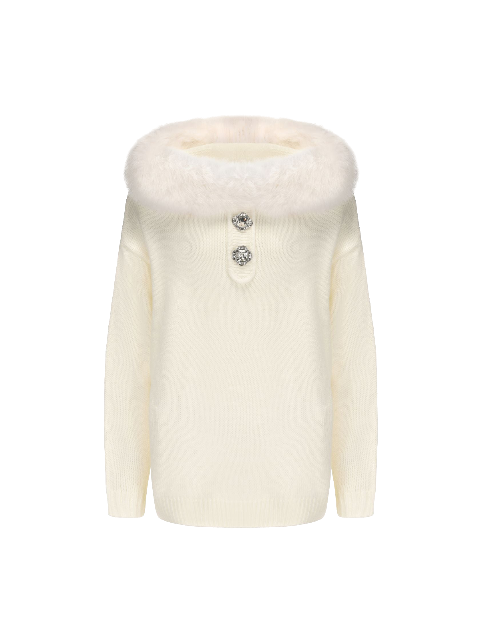 Ava Fur Sweatshirt (White) - White - L - Nana Jacqueline - Sweatshirts von Nana Jacqueline