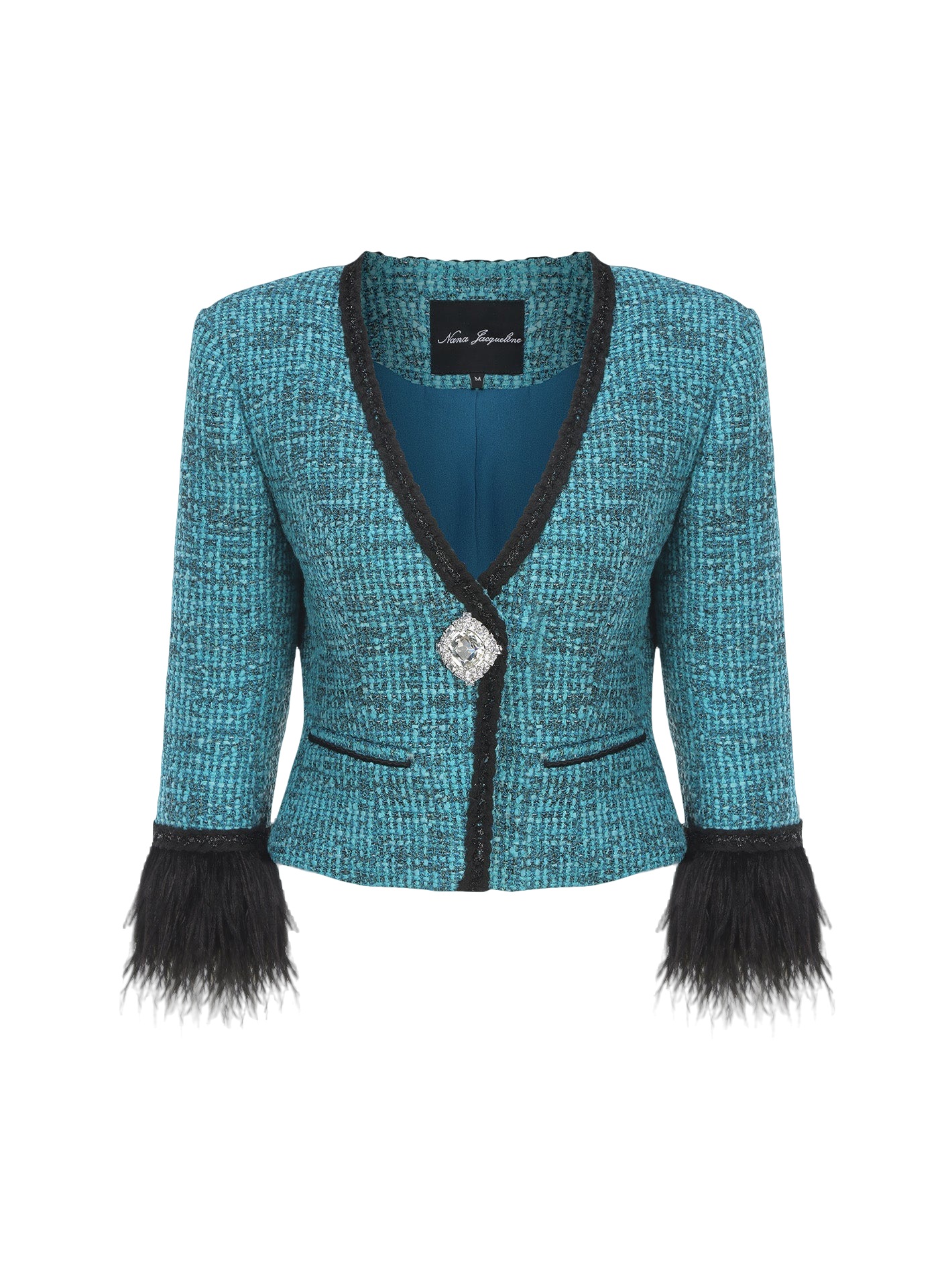 Daphne Feather Tweed Coat (Blue) von Nana Jacqueline