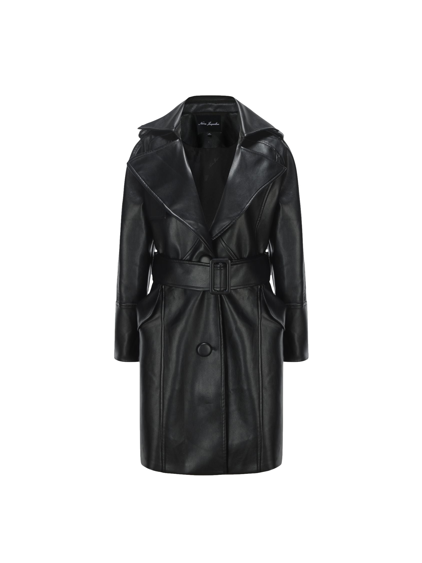 Keira Leather Trench Coat (Black) (Final Sale) von Nana Jacqueline