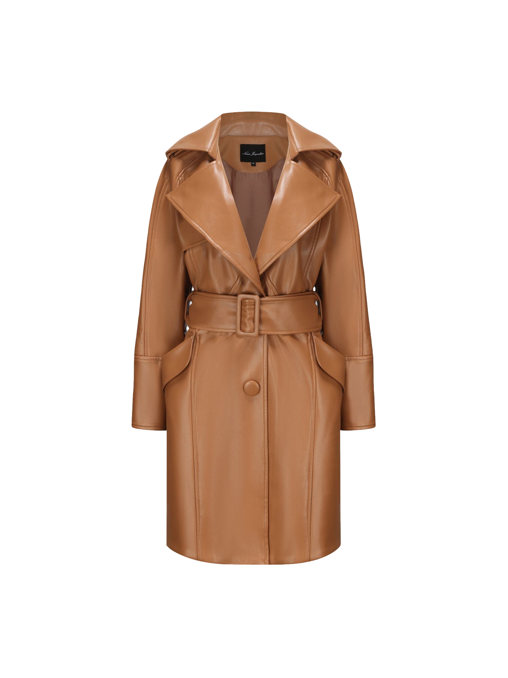 Keira Leather Trench Coat (Brown) (Final Sale) von Nana Jacqueline