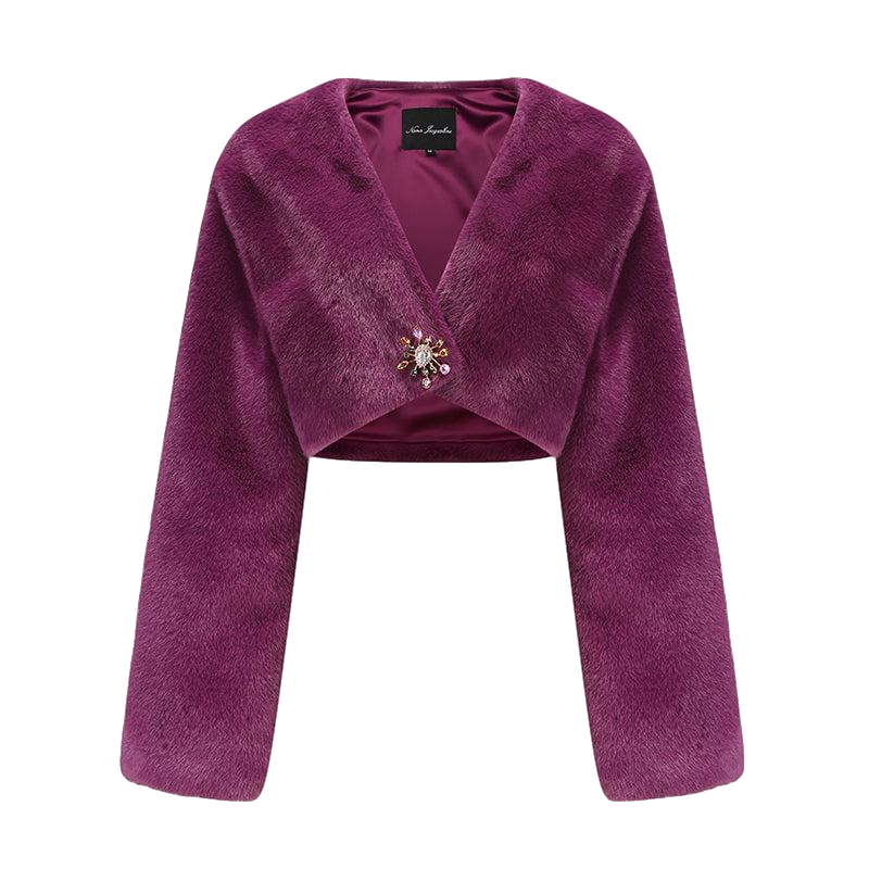 Monica Cropped Fur Coat (Purple) (Final Sale) von Nana Jacqueline