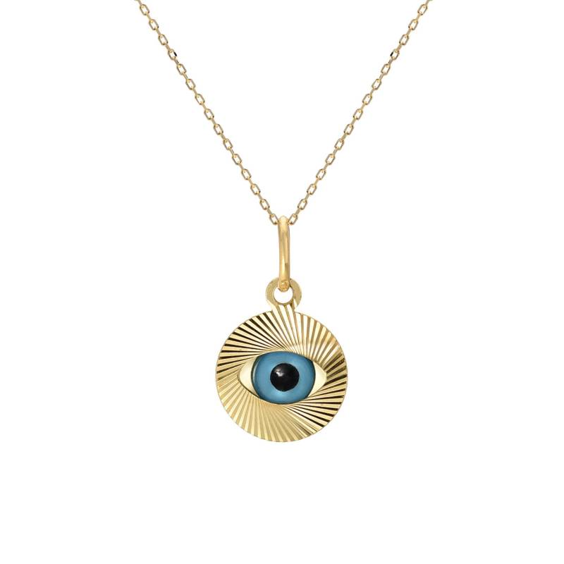 14K Solid Gold Evil Eye Charm Halskette ~ Limited Edition Detaillierter Schutz | Erhältlich Als Allein, Keine Kette Versandfertig von NanaBijou