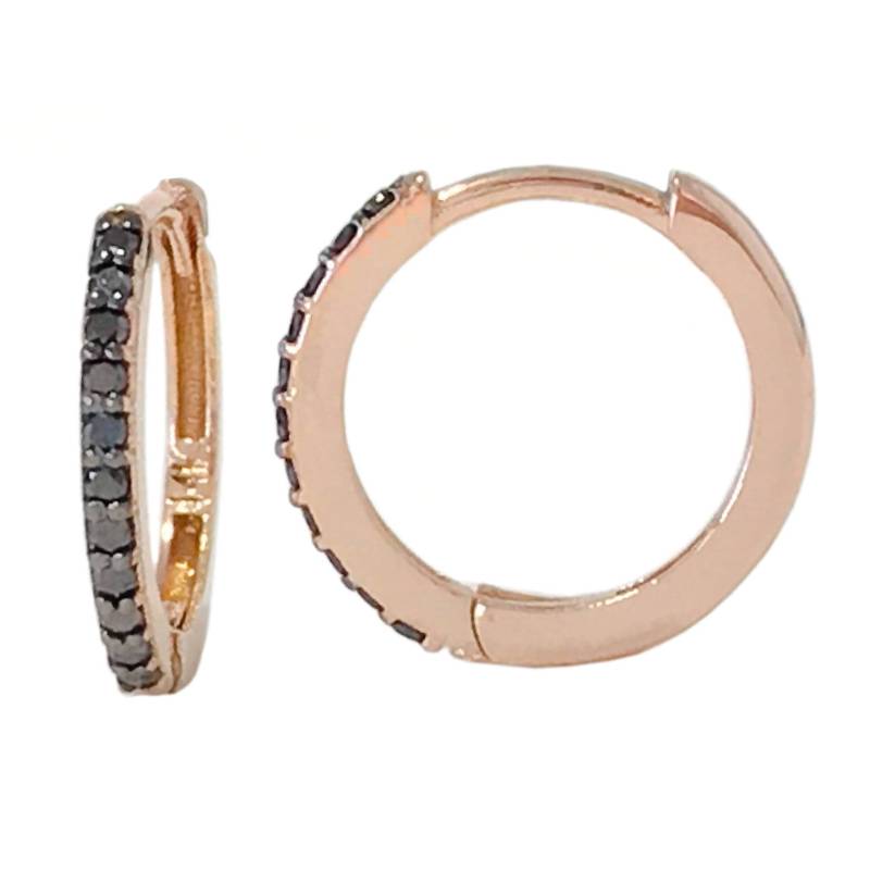 Black Diamond 14K Solid Gold Huggie Klapp Hoop Ohrring, 15 Mm Außen X 11 Innendurchmesser ~ Xl Größe | Ideal Für Ohrlobe Oder Conch Piercings von NanaBijou