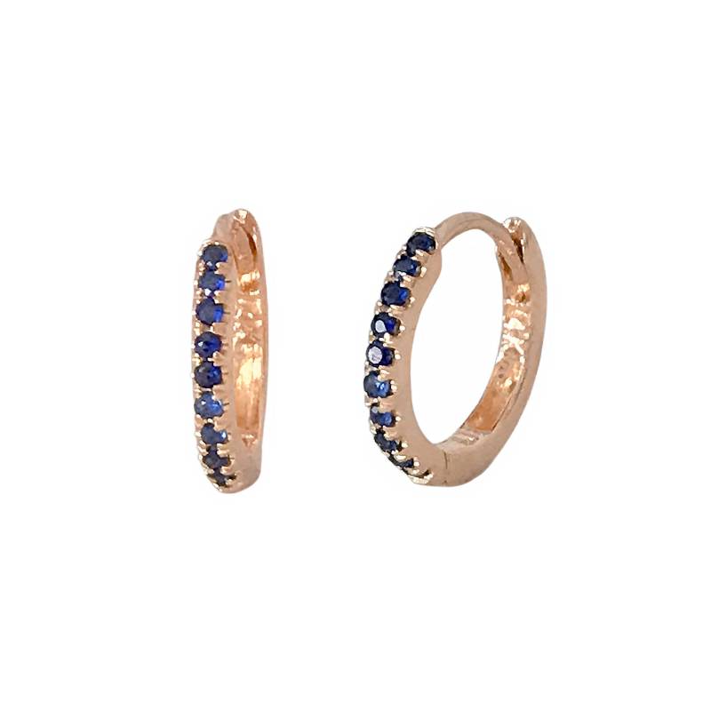 Blauer Saphir 14K Solid Gold Huggie Klapp Pavé Hoopohrring, 9 Mm Außen X 6 Innendurchmesser ~ Kleine Größe | Korpel Oder Helix Piercings von NanaBijou