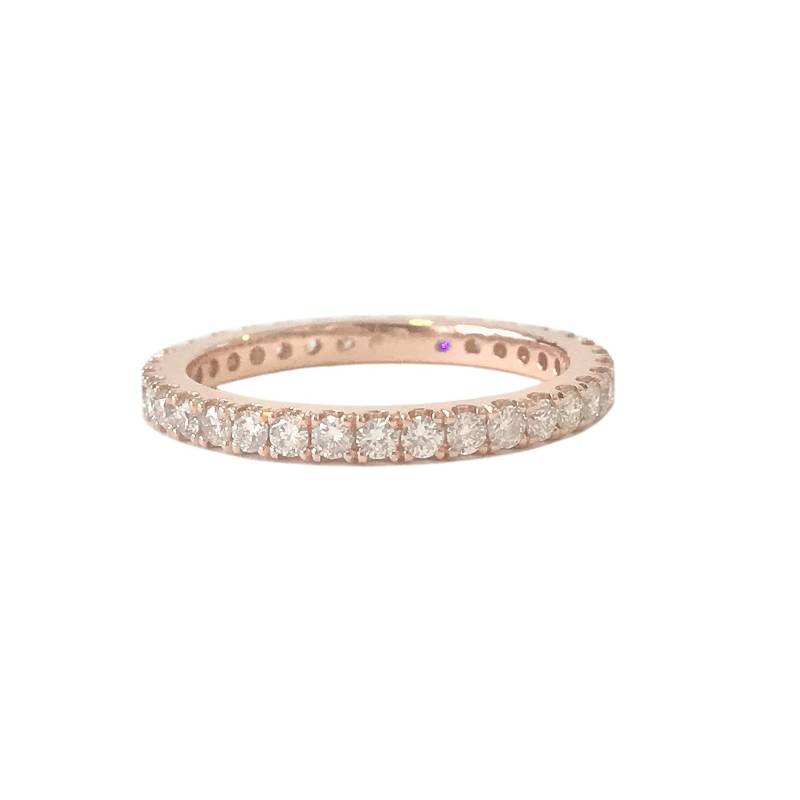 Diamant 14K Solid Gold Eternity Band Stapelbarer Echter Natürlicher Pavé-Diamantring von NanaBijou