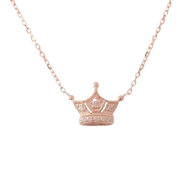 14K Solid Gold Diamant Krone Halskette Natürlicher Real Pavé Tiara Charm Anhänger in Gelb, Weiß Oder Roségold; Alltagskleidung von NanaBijou