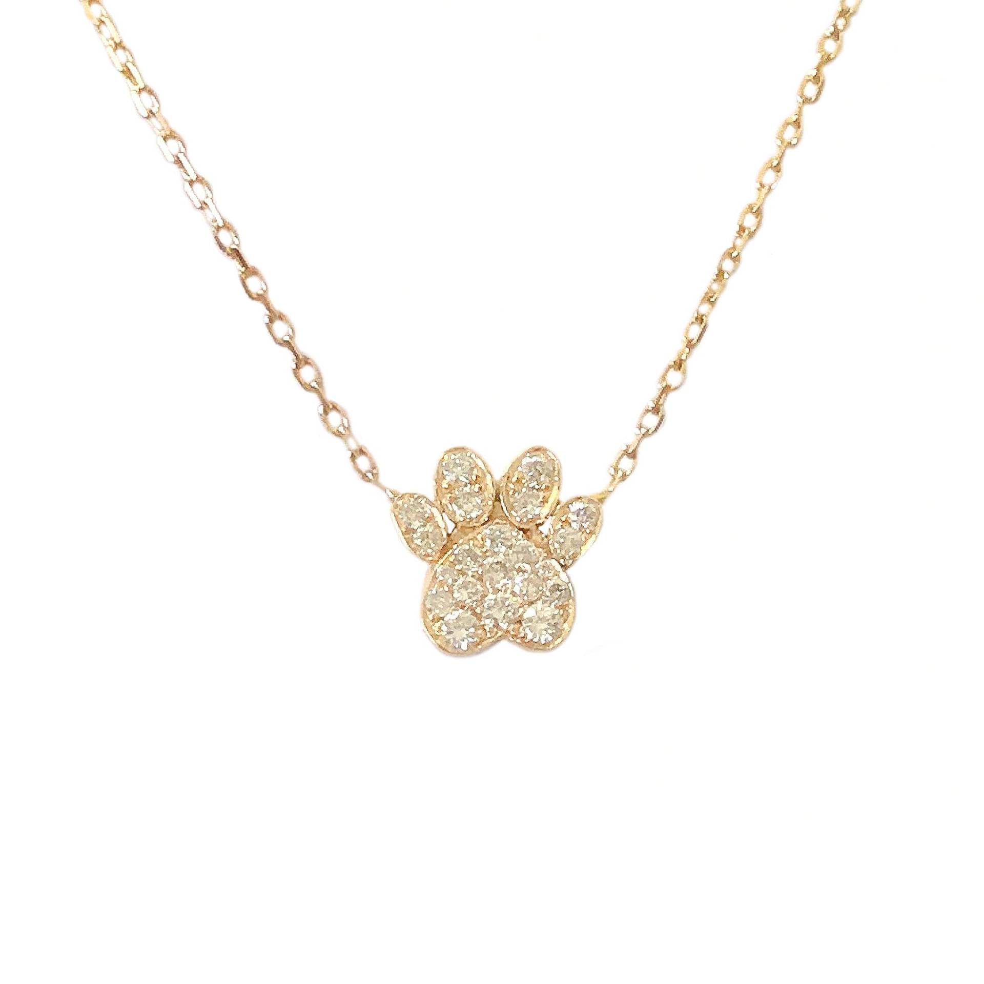 Diamant Pfoten Abdruck 14K Massivgold Halskette Kleiner, Gravierbarer Individueller Tierliebhaber Anhänger - Auch Als Ohne Kette Erhältlich von NanaBijou