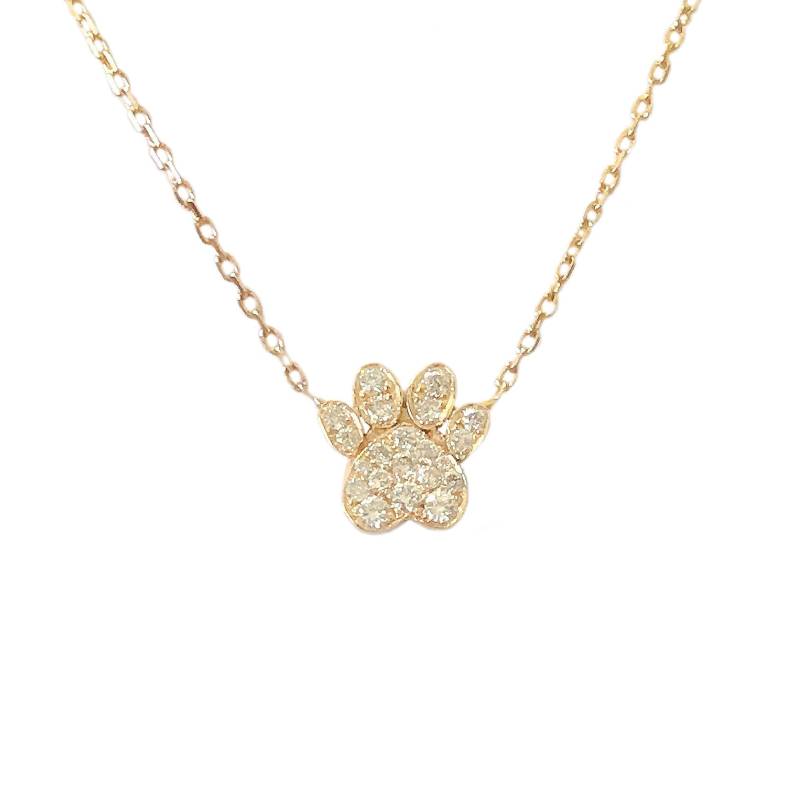 Diamant Pfoten Abdruck 14K Massivgold Halskette Kleiner, Gravierbarer Individueller Tierliebhaber Anhänger - Auch Als Ohne Kette Erhältlich von NanaBijou