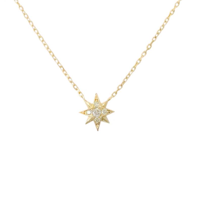 Diamant Starburst 14K Solid Gold Halskette Kleine Größe, Polaris Nordstern Charm Anhänger Schichtung Jeden Tag Halskette; Natürliche Echte Diamanten von NanaBijou