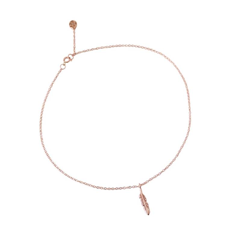 14K Solid Gold Feder Armband Zierliches Minimalist Style Fußkettchen von NanaBijou