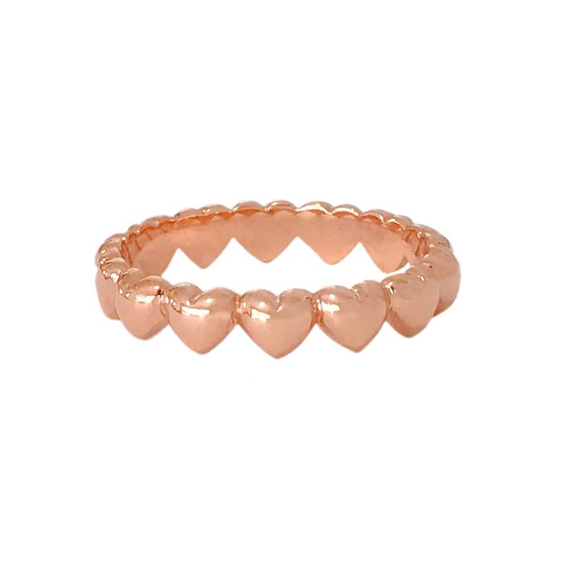 14K Solid Gold Herz Eternity Band Ring Ewiges Stacking Braut Verlobung Stapelbar Ringe in Echt Gelb, Weiß Oder Rose von NanaBijou