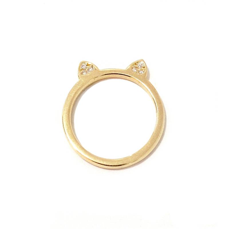 Diamant-Katzenohrring 14K Massivgold & Natürliche Echte Diamant-Kätzchenohr-stacking-Band von NanaBijou