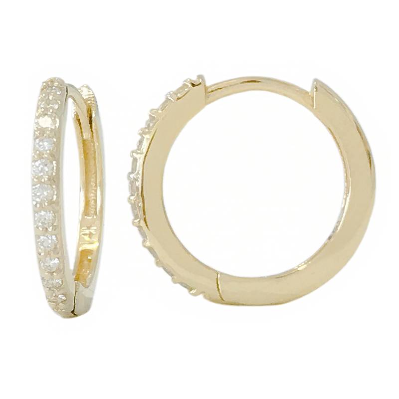 Pavé Diamant 14K Solid Gold Huggie Klapp Hoop Ohrring, 15 Mm Außen X 11 Innendurchmesser ~ Xl Größe | Ideal Für Conch Hoop, Als Einzelstück Oder Paar von NanaBijou