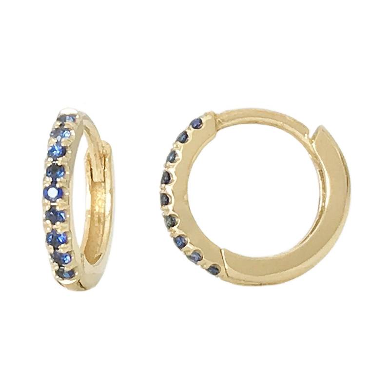 Saphir-Ohrring, 14K Solid Gold Ohrring, 10 Mm Außen X 7, 5 Innen-Durchmesser ~ Mittlere Größe Pavé Hinged Cuff | Ohrlappen, 2.loch & Helix Piercings von NanaBijou