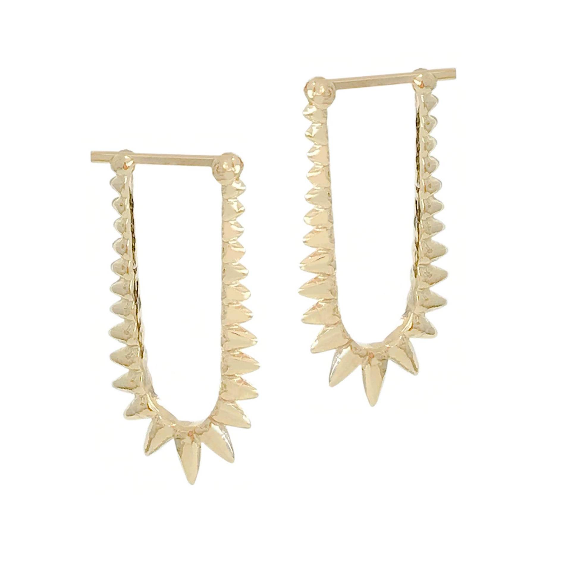 14K Solid Gold Spike Huggie Creolen Zierliche Dornen von NanaBijou