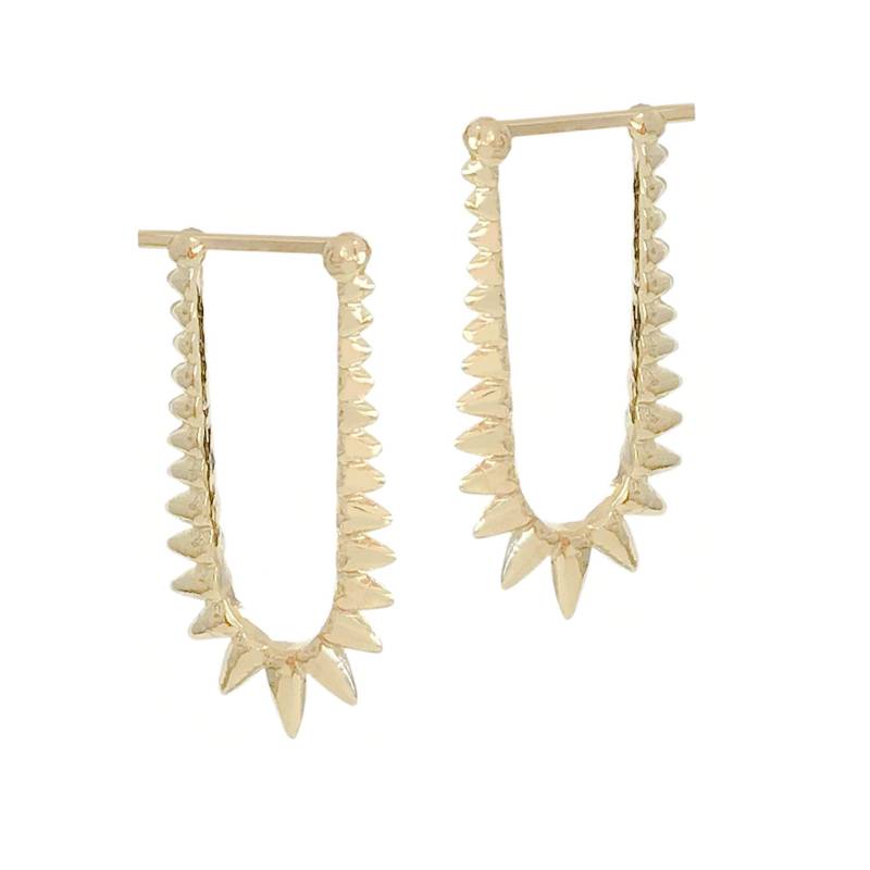 14K Solid Gold Spike Huggie Creolen Zierliche Dornen von NanaBijou