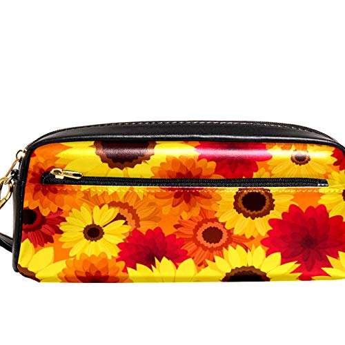 Große Kapazität Bleistift Tasche Schreibwaren Tasche Halter für High School College und Büro, Hintergrund mit Herbst Bunte Blumen Idee Geschenk für Teenager Studenten von Nananma