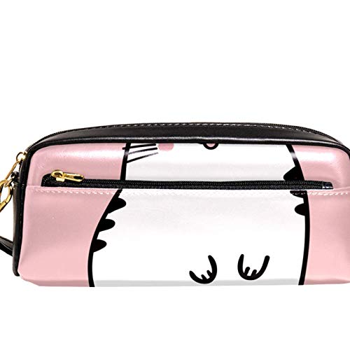 Große Kapazität Bleistift Tasche Schreibwaren Tasche Halter für High School College und Büro, Kawaii Niedliche dicke weiße Katze I Idee Geschenk für Teenager Studenten von Nananma