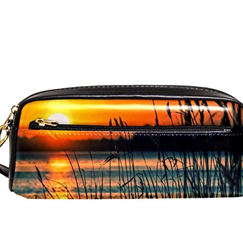 Große Kapazität Bleistift Tasche Schreibwaren Tasche Halter für High School College und Büro, See Schilf Sonnenuntergang Landschaft Natur Idee Geschenk für Teenager Studenten von Nananma