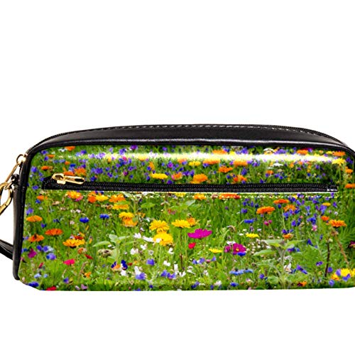 Große Kapazität Federmäppchen Tasche Schreibwaren Tasche Halter für High School College und Büro, Wiese Wilde Blumen Idee Geschenk für Teenager Studenten von Nananma