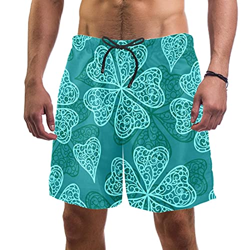 Nananma Badehose mit abstraktem Kleeblatt-Muster, Badehose, Badeanzug, Strand, Surfen, Shorts für Herren, Größe L, mehrfarbig, M/L von Nananma