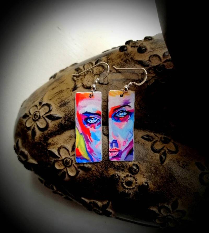 Handgemachte Funky Art Ohrringe 925 Brisuren Hochwertige Wasserdichte Leichte Dose Nicht Lackiertes Papier Oder Holz von NancyJonesJewellery