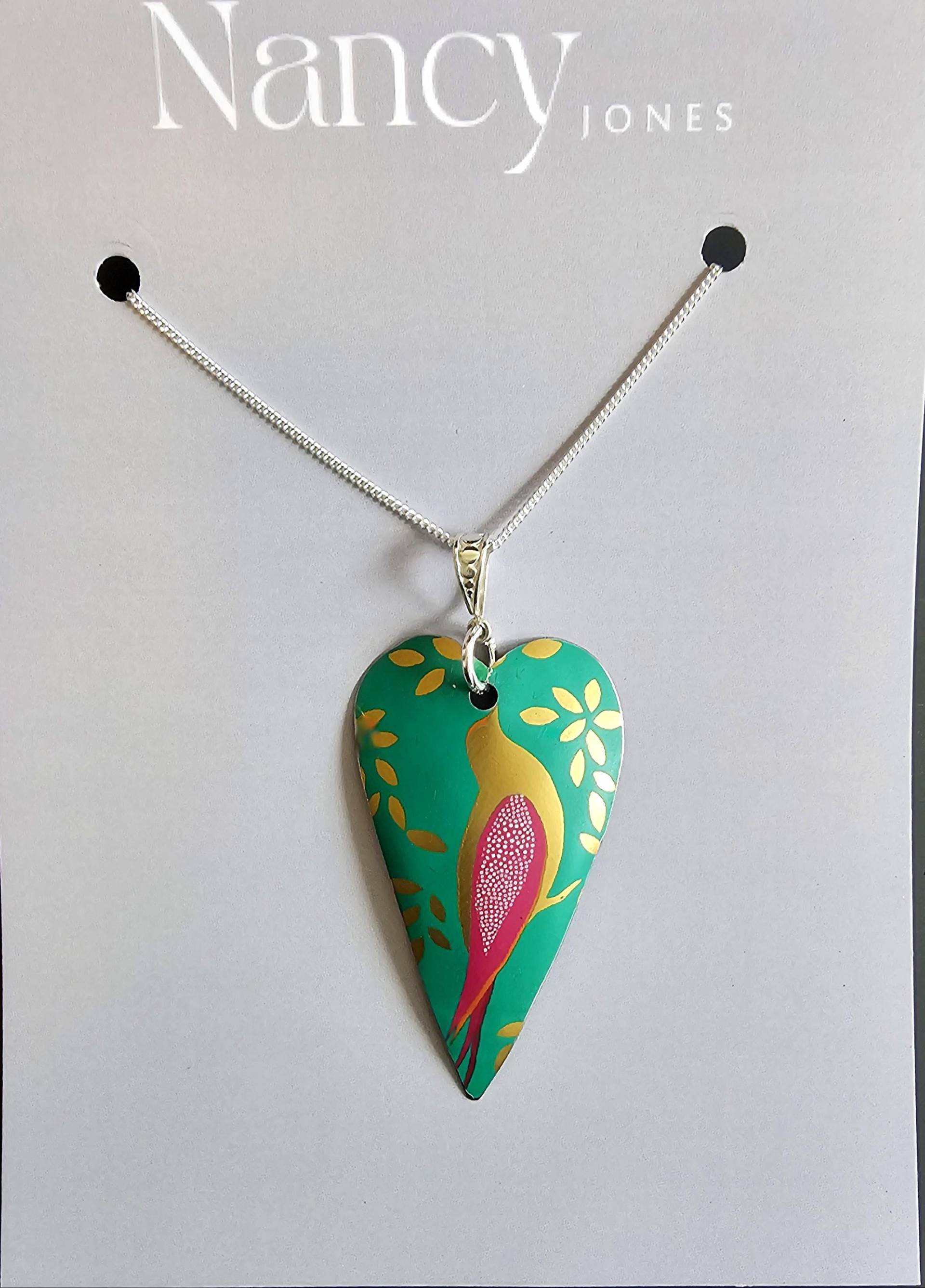 Handgemachte Herz Vogel Zinn Anhänger Sterling Silber Kette. Hochwertige Wasserdichte Leichte Dose Nicht Lackiertes Papier Oder Holz von NancyJonesJewellery