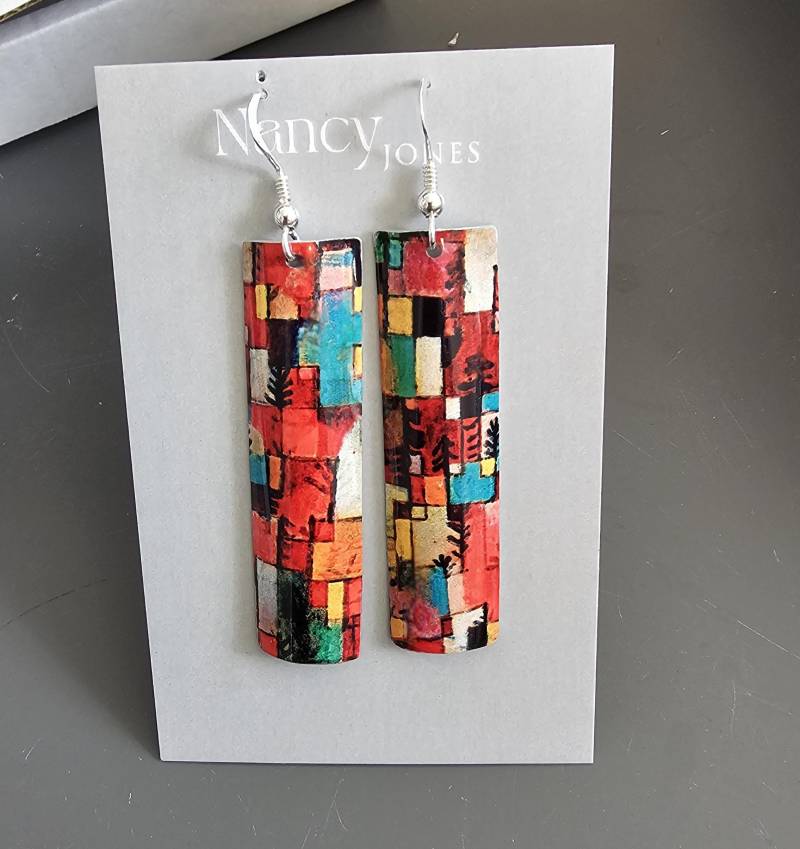 Handgemachte Kunst Ohrringe 925 Silber Ohrdrähte Qualität Wasserdicht Leicht Dose Nicht Lackiertes Papier Oder Holz von NancyJonesJewellery