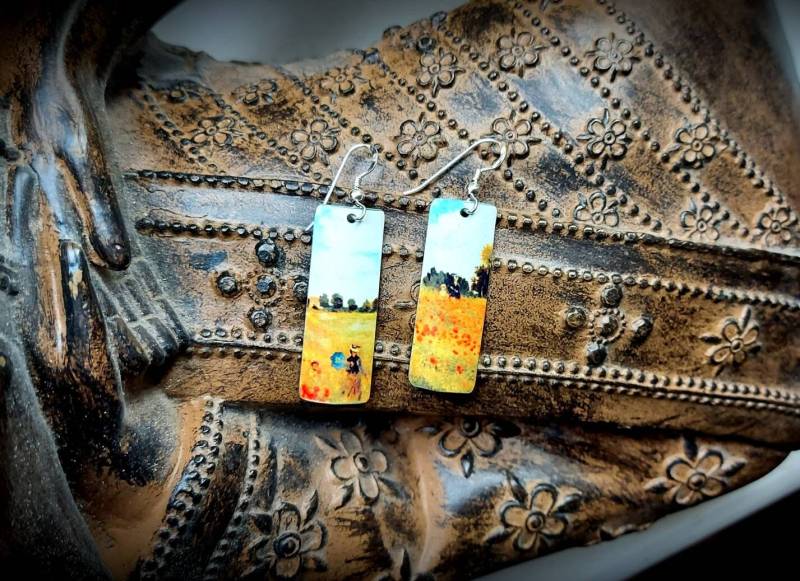 Handgemachte Monet Mohnblumen Ohrringe 925 Brisuren. Hochwertige Wasserdichte Leichte Dose Nicht Lackiertes Papier Oder Holz von NancyJonesJewellery