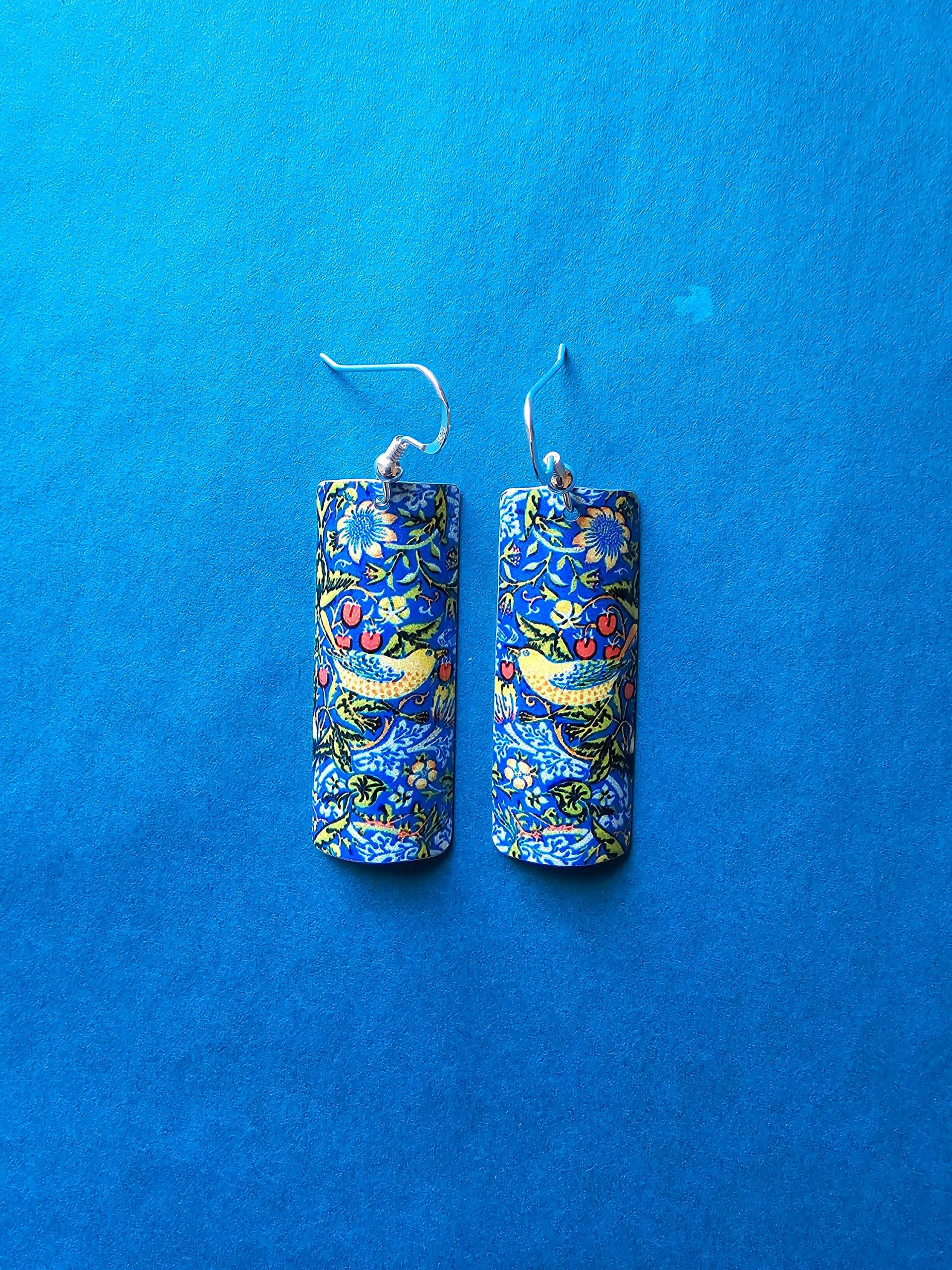 Handgemachte William Morris Ohrringe Scheibe Oder Rechteckig. Erdbeerdieb Qualität Wasserdicht Leicht Dose Nicht Lackiertes Papier Holz von NancyJonesJewellery