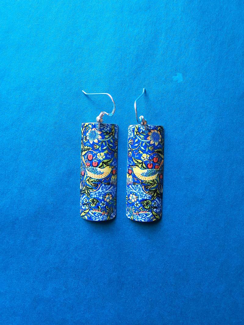 Handgemachte William Morris Ohrringe Scheibe Oder Rechteckig. Erdbeerdieb Qualität Wasserdicht Leicht Dose Nicht Lackiertes Papier Holz von NancyJonesJewellery