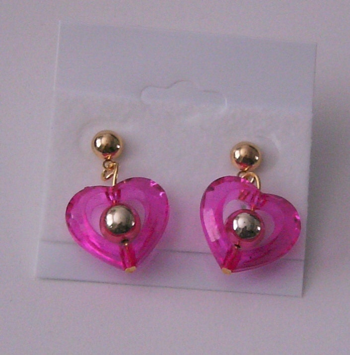 Rosa Herz Mit Gold Bead Center Ohrringe - 2 Arten Erhältlich Rosa Herz Mit Gold Bead Center Ohrringe - 2 Arten Erhältlich von NancySimpsonArt