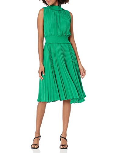 Nanette Nanette Lepore Damen Gesmoktes Plisseekleid mit hohem Ausschnitt Kleid, Kleeblatt, Grün, 34 von Nanette Nanette Lepore