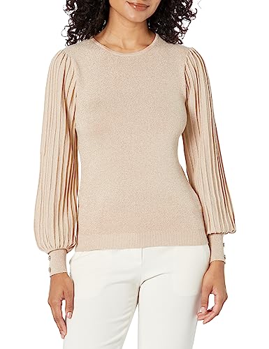 Nanette Nanette Lepore Damen Lurex gerippten Ärmeln Pullover, champagnerfarben, Klein von Nanette Nanette Lepore